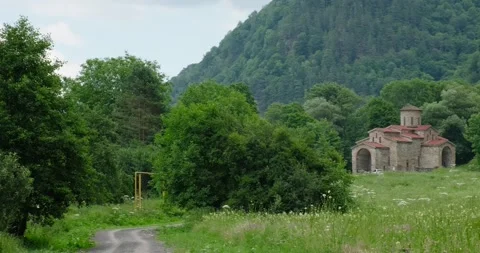 Christian temple in the Caucasus Video stock 136560713