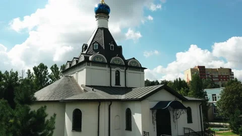 The christian temple is hidden behind trees Stock Footage 145980308