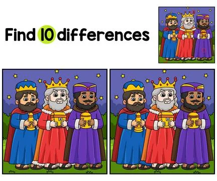 Christian Three Kings Find The Differences Stock Illustration