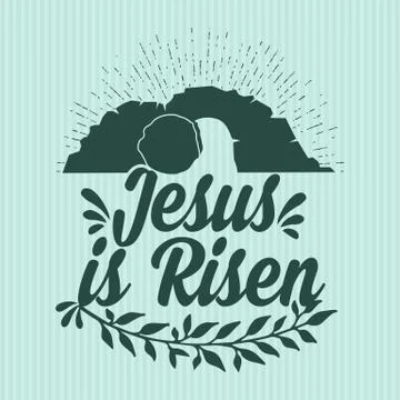 Christian typography. Jesus is risen Stock Illustration