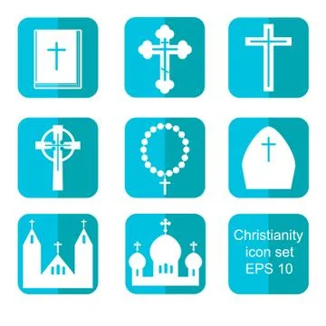 Christianity flat icons set vector illustration Stock Illustration