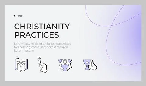 Christianity practices presentation slide template Stock Illustration