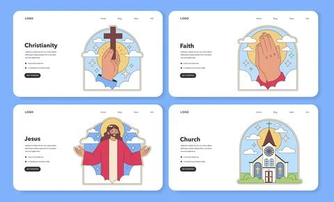 Christianity web elements. Flat vector illustration. Stock Illustration