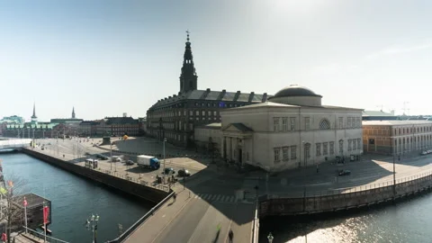 Christiansborg timelapse wide Stock Footage 213973603