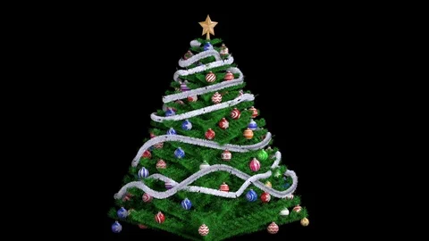 Christimas Tree 3D - Alpha Stock Footage 120156158