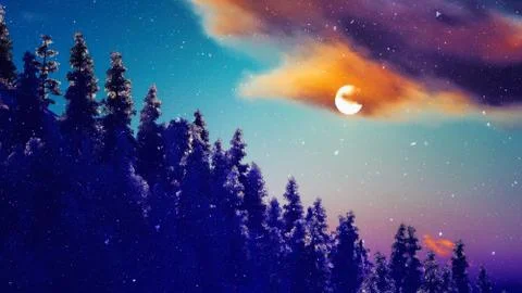 Christmac forest in mountains Stock Illustration