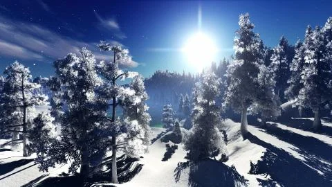 Christmac forest in mountains 스톡 일러스트