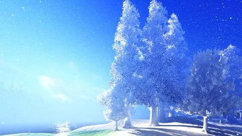 Christmac forest in mountains Stock Illustration