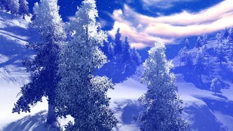 Christmac forest in mountains Stock Illustration