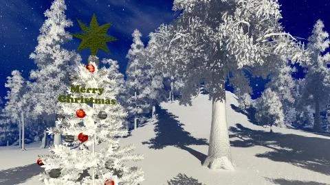 Christmac forest in mountains Stock Illustration