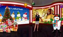 Christmas 003 TV Studio Set - Virtual Green Screen Background PSD PSD Template
