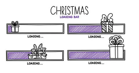 Christmas 2022 progress loading bar. Infographics design element with status of Stock Illustration