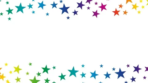 Christmas 2D animation with copy space for your text. Rainbow stars on white Stock Footage 139401878