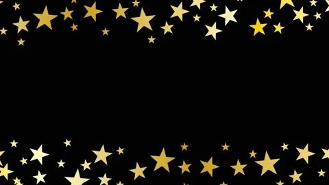 Christmas 2D animation with copy space for your text. Golden stars on black b Stock Footage 140436274