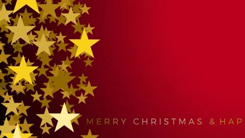 Christmas 2D animation with copy space for your text. Golden stars on red bac Stock Footage 140436382
