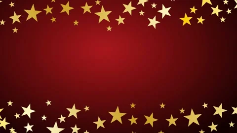 Christmas 2D animation with copy space for your text. Golden stars on red bac Stock Footage 142355828