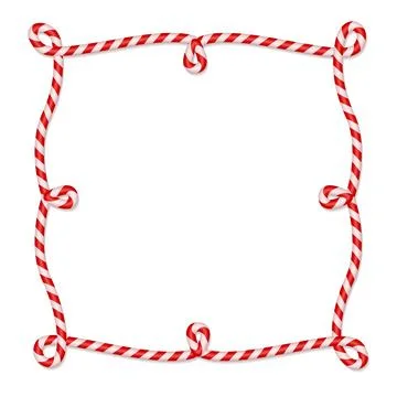 Christmas 3d candy cane square frame with loops in red and white stripes. Xmas 스톡 일러스트