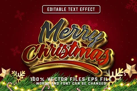 Christmas 3d editable Text Effect With Golden Style Premium Vectors Illustrazione stock
