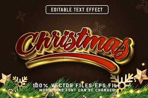 Christmas 3d editable Text Effect With Golden Style Premium Vectors Illustrazione stock