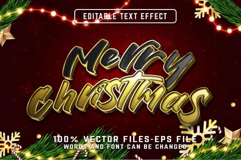 Christmas 3d editable Text Effect With Golden Style Premium Vectors Illustrazione stock