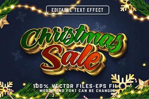 Christmas 3d editable Text Effect With Golden Style Premium Vectors Illustrazione stock