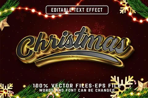 Christmas 3d editable Text Effect With Golden Style Premium Vectors Illustrazione stock