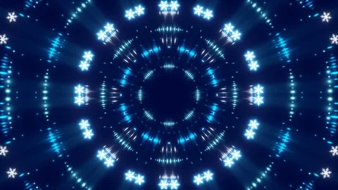 Christmas abstract background, snowflakes and kaleidoscope light, loop Video stock 80656451