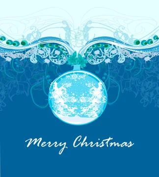 Christmas abstract bauble Framework style card. 스톡 일러스트