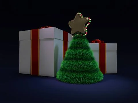 Christmas abstract tree. 3D rendering Stock Illustration