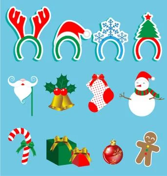 Christmas accessory vector set Stock Illustration