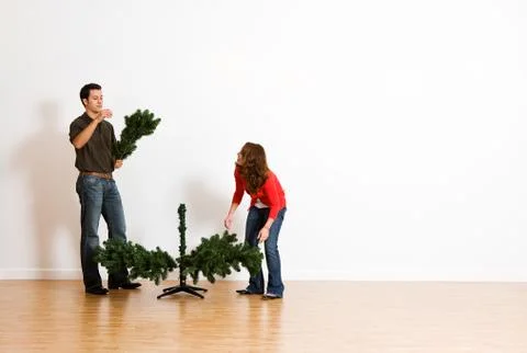 Christmas: adding branches Stock Photos