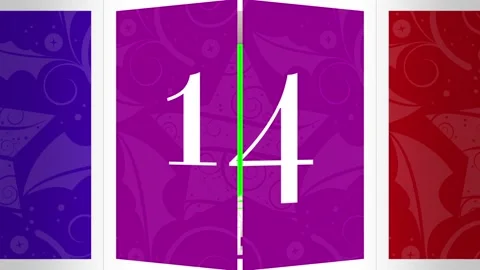 Christmas Advent Calendar 3D Box Reveals Numbered 13-24 Stock Footage