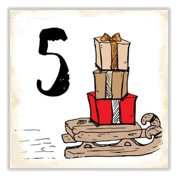 Christmas advent calendar. Hand drawn elements and numbers. Winter holidays c Foto stock