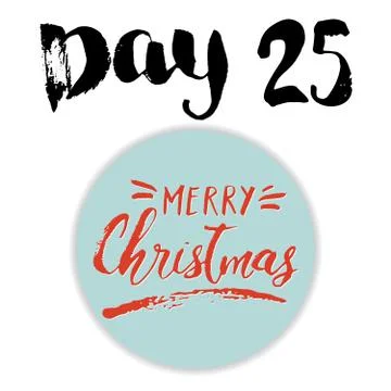 Christmas advent calendar. Hand drawn elements and numbers. Winter holidays c Stock Photos