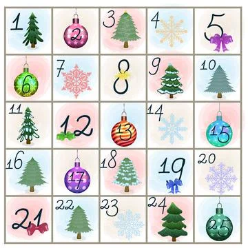 Christmas advent calendar. Stock Illustration