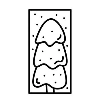 Christmas advent vector composition fir tree in snow. Hand drawn winter holiday Stock Illustration