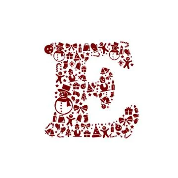 Christmas alphabet e on white background Stock Illustration