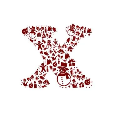 Christmas alphabet x on white background Stock Illustration