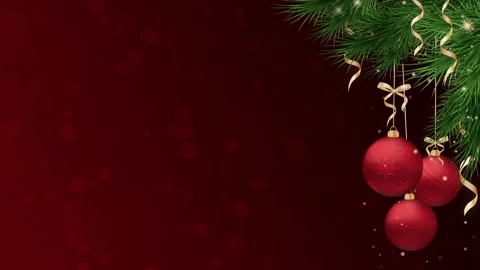 Christmas and New Year background loop with red holiday ornaments, Animation 4K Stock Footage 145454974