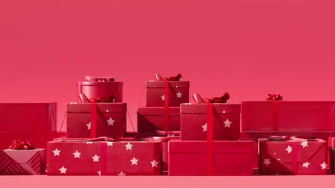 Christmas and New Year background with Red gift box Stock Footage 211648609
