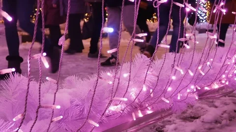 Christmas and New Year decoration, pink garland Stock Footage 83791953