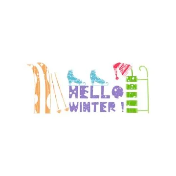 Christmas and New Year elements with lettering. Vector flat design with texture Stock Illustration
