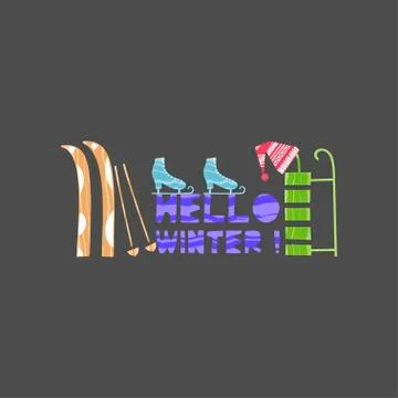 Christmas and New Year elements with lettering. Vector flat design with texture Stock Illustration