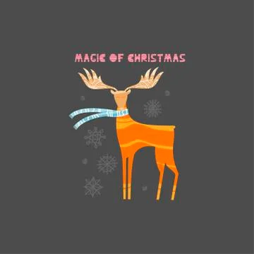 Christmas and New Year elements with lettering. Vector flat design with texture 库存插图