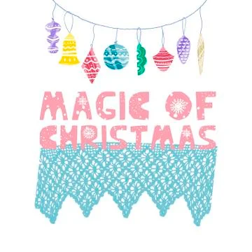 Christmas and New Year elements with lettering. Vector flat design with texture Stock Illustration