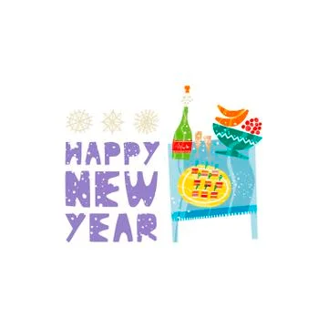 Christmas and New Year elements with lettering. Vector flat design with texture Stock Illustration