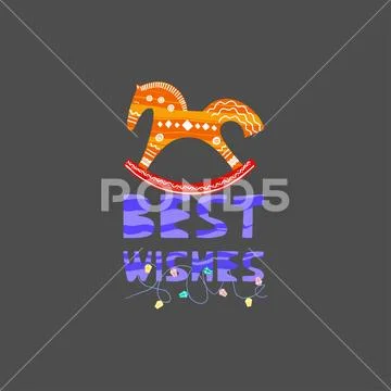 Christmas and New Year elements with lettering. Vector flat design with texture Stock Illustration