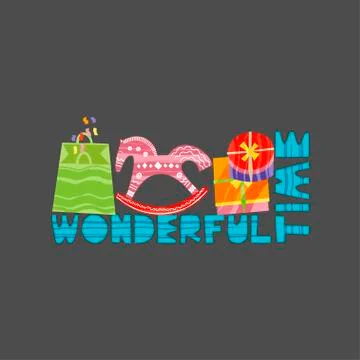 Christmas and New Year elements with lettering. Vector flat design with texture Stock Illustration