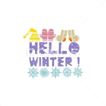 Christmas and New Year elements with lettering. Vector flat design with texture Stock Illustration