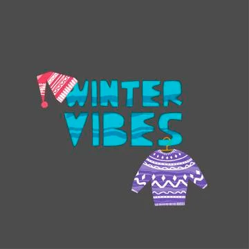 Christmas and New Year elements with lettering. Vector flat design with texture Illustrazione stock